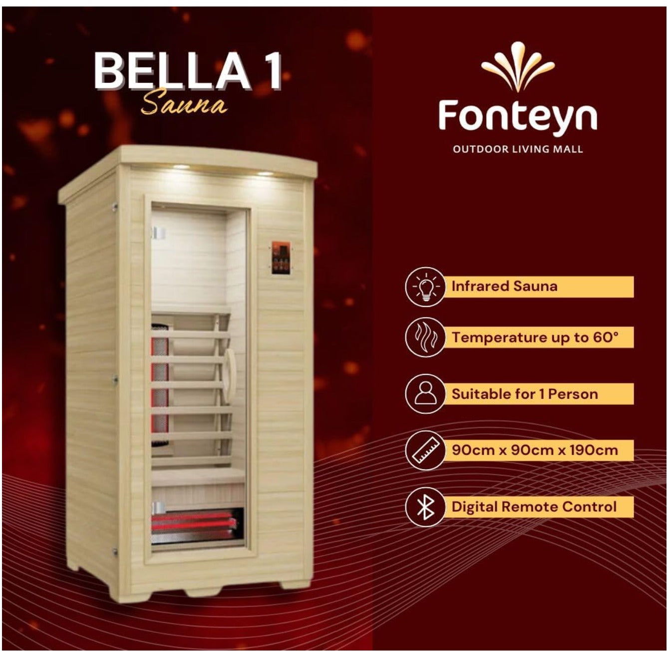 FONTEYN INFRARED CABIN 1 PERSON SAUNA BELLA 1